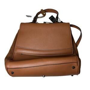 NEW Innue Genuine Leather Suede Handbag Removable Crossbody Strap Brown Medium
